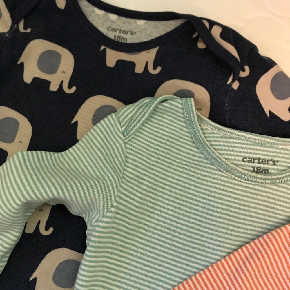 Carter’s Long Sleeve Bodysuits Set of Three 18 Mo.